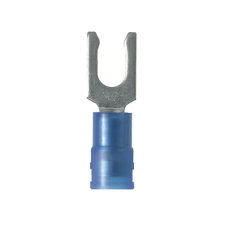 Panduit Fork Terminal, #10 Stud Size, 14 AWG, 600 V, Nylon Insulated, Blue, 100 PK PNF14-10LF-C